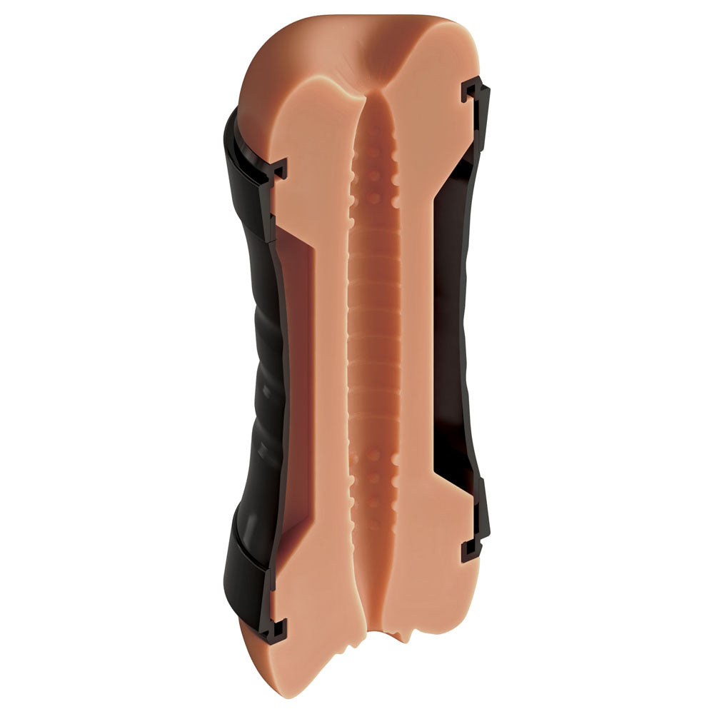 PDX Wet Pussies Super Flip-A-Pussy Over - Brown - Brown Dual Ended Stroker (Vagina & Ass)-RD446-29
