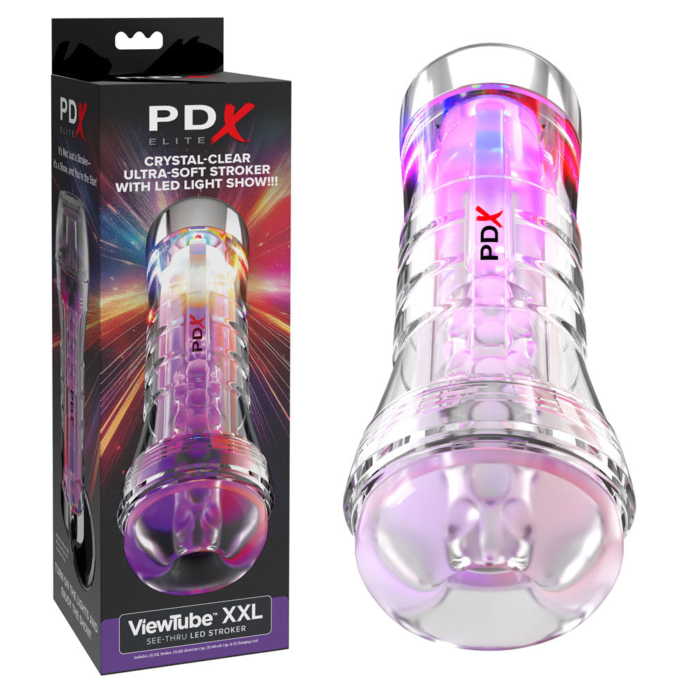 PDX Elite ViewTube XXL LED Stroker - Clear Stroker with LED Lights-RD558-20