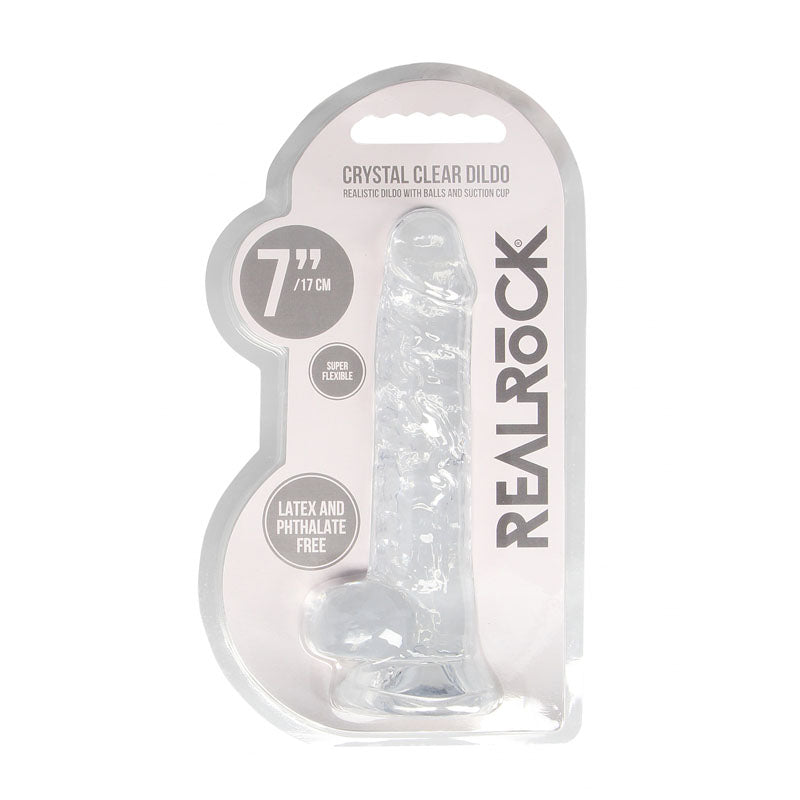 REALROCK 7 Realistic Dildo With Balls - Clear 17.8 cm Dong - REA091TRA