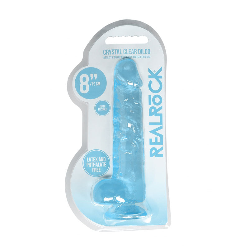 REALROCK 8 Realistic Dildo With Balls - Blue 20.3 cm Dong - REA092BLU