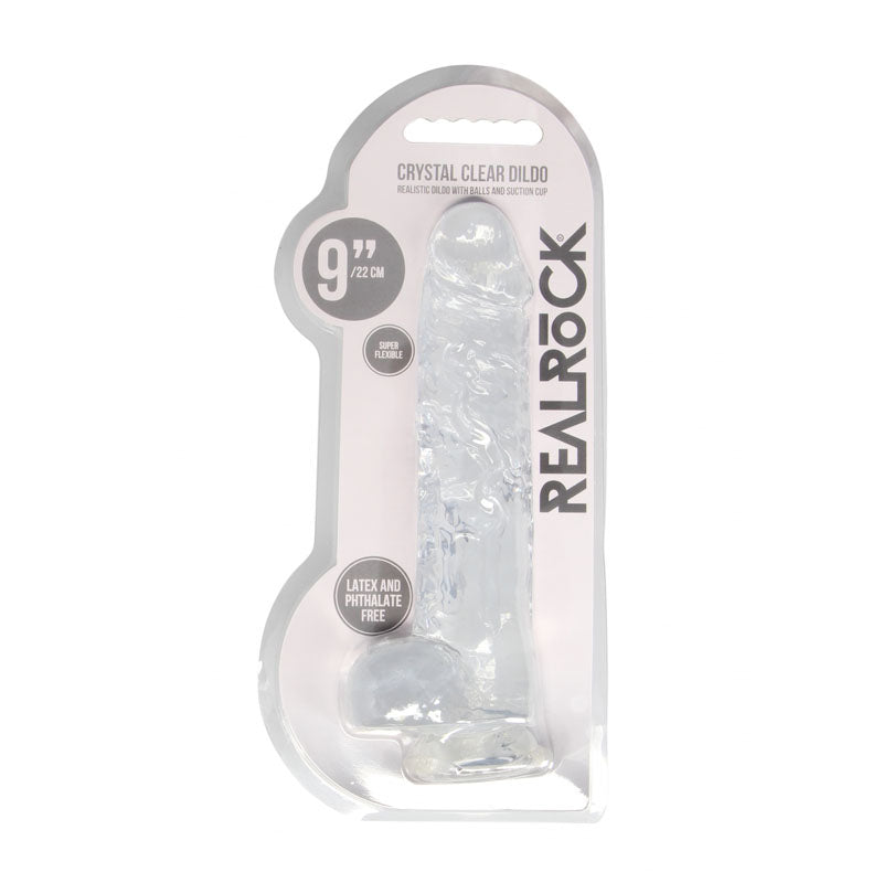 RealRock 9 Realistic Dildo With Balls - Clear 22.9 cm Dong - REA093TRA