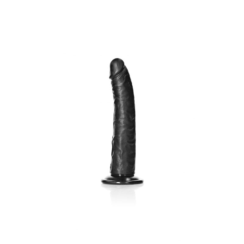 REALROCK Realistic Slim Dildo with Suction Cup - 20.5cm - Black 20.5 cm (8) Dong - REA115BLK