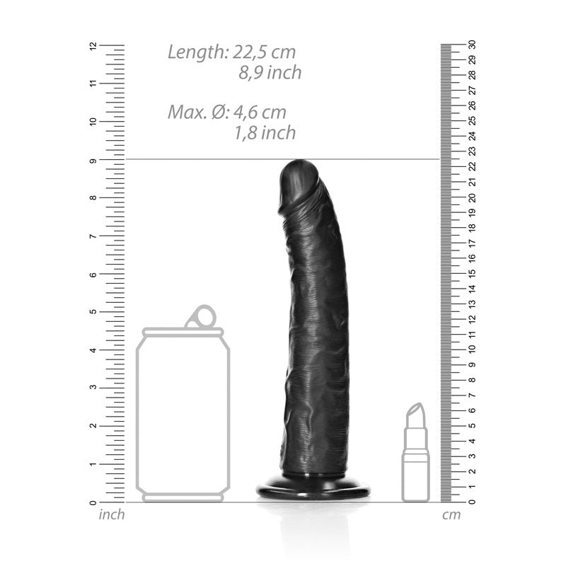 REALROCK Realistic Slim Dildo with Suction Cup - 20.5cm - Black 20.5 cm (8) Dong - REA115BLK