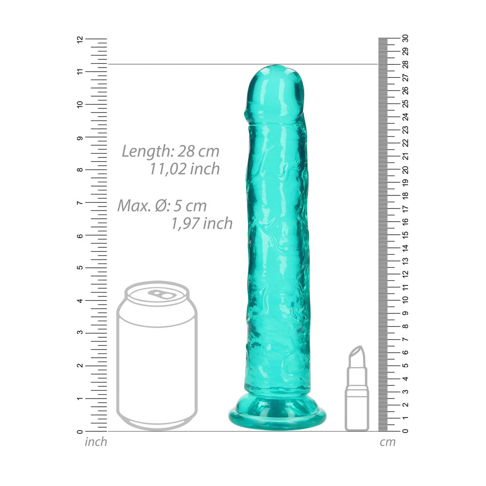 REALROCK 28 cm Straight Dildo - Turquoise - Turquoise 28 cm (10) Dong - REA155TUR