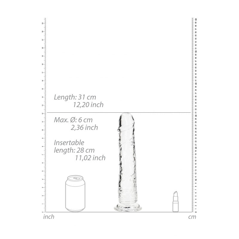 REALROCK 31 cm Straight Dildo - Clear - Clear 31 cm (11) Dong - REA156TRA