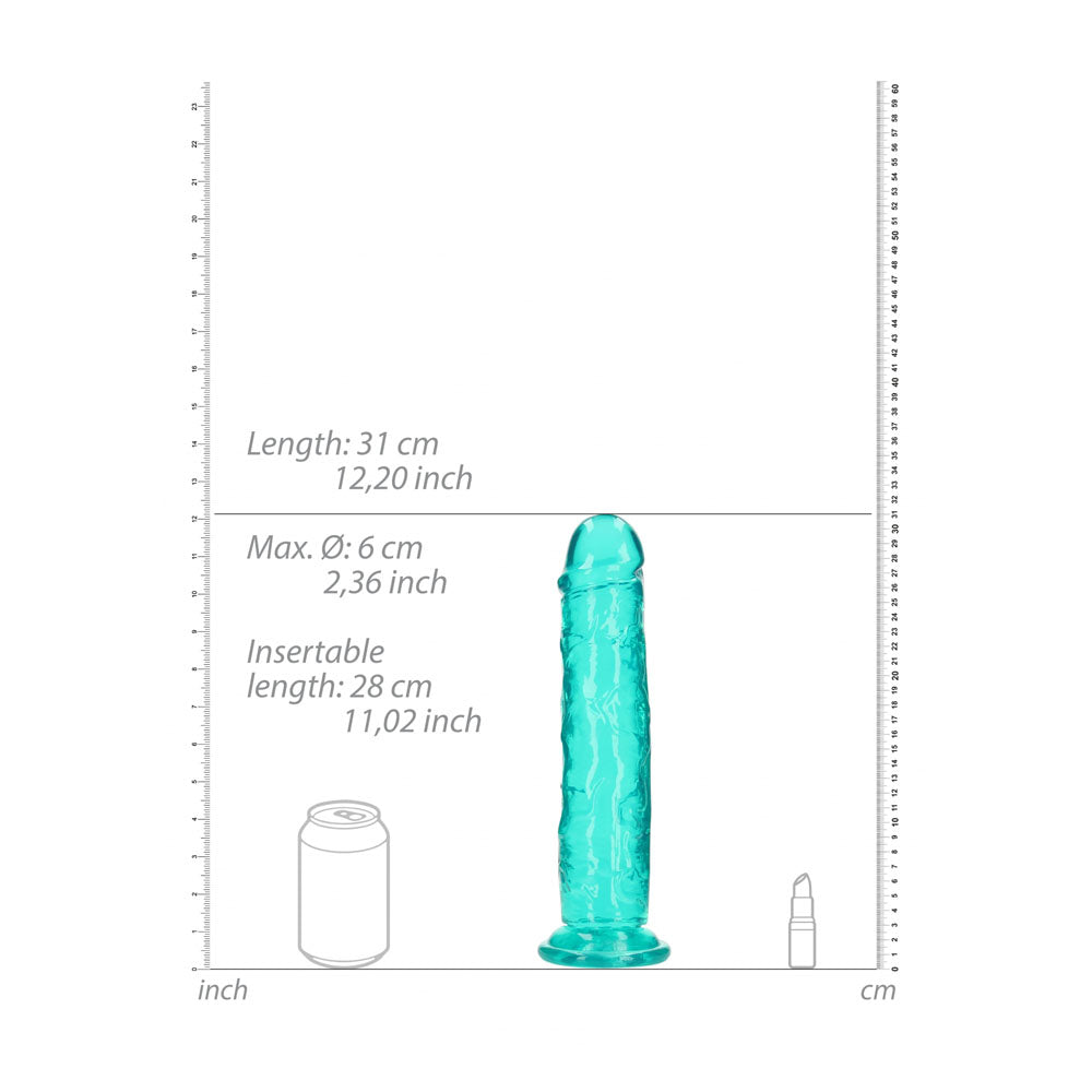 REALROCK 31 cm Straight Dildo - Turquoise - Turquoise 31 cm (11) Dong - REA156TUR