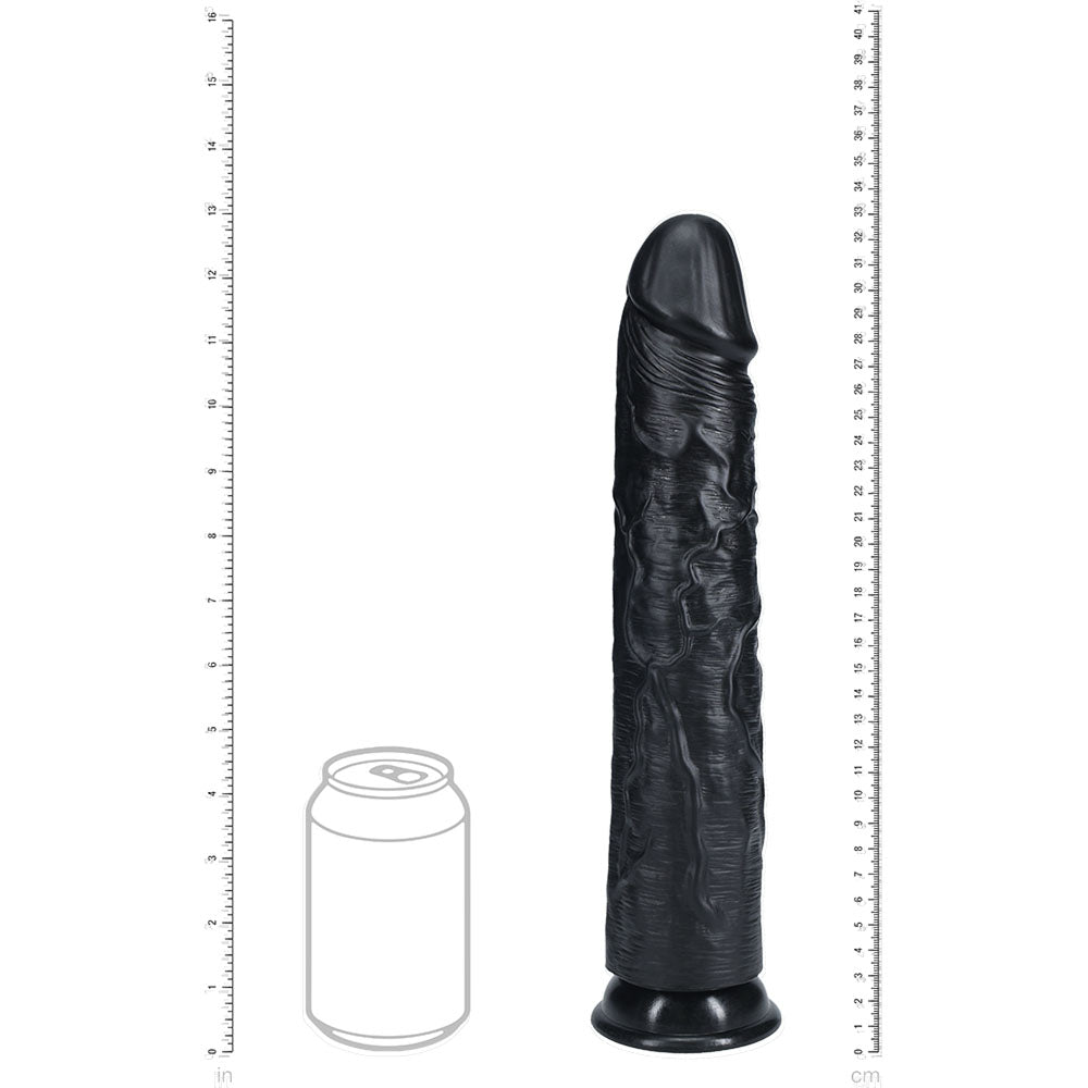 REALROCK 33cm Extra Long Dildo - Black - Black 33 cm (13) Extra Long Dong - REA166BLK