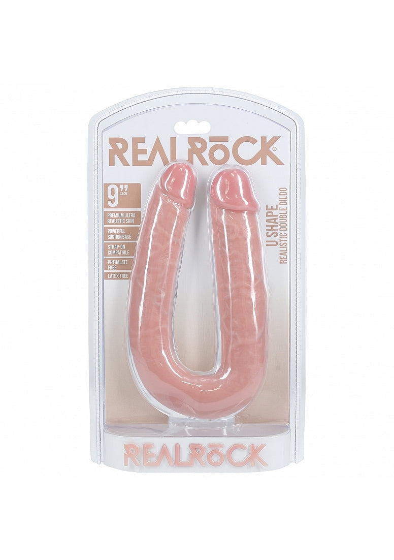 RealRock- U Shaped Double Dildo 9"-REA182FLE