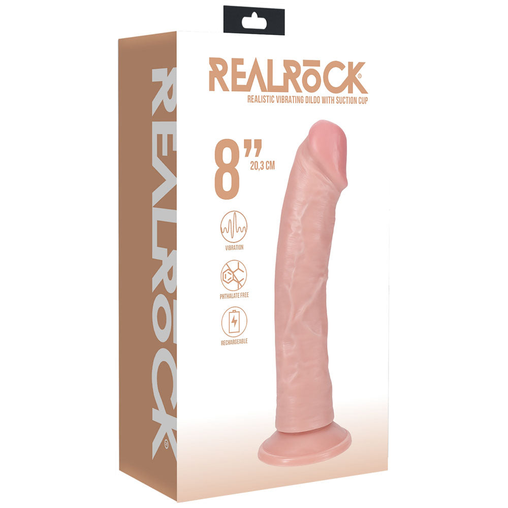 REALROCK 20cm Vibrating Cock - Flesh - Flesh 20.3 cm (8) USB Rechargeable Vibrating Dong - REA188FLE