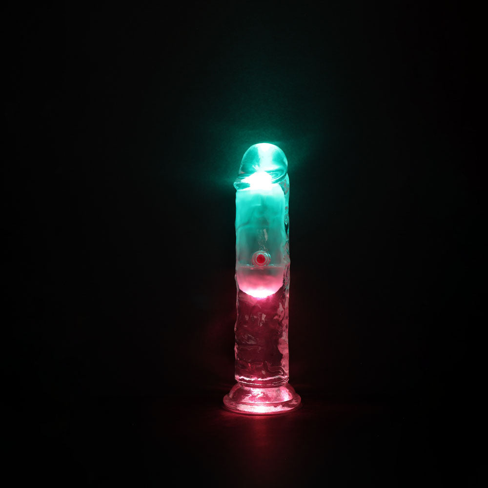 REALROCK 6 No Balls Wireless Rechargeable LED Vibrating Dong - Clear with LED 16.5 cm USB Rechargeable Vibrating Dong with Remote-REA202TRA