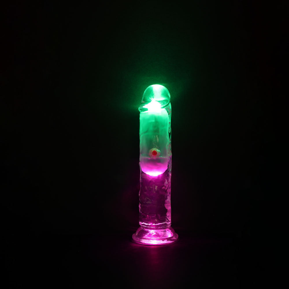 REALROCK 6 No Balls Wireless Rechargeable LED Vibrating Dong - Clear with LED 16.5 cm USB Rechargeable Vibrating Dong with Remote-REA202TRA
