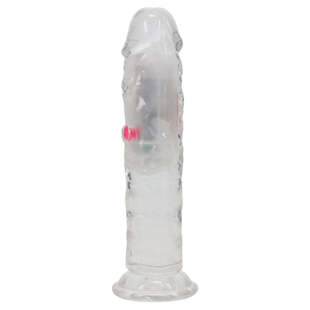 REALROCK 6 No Balls Wireless Rechargeable LED Vibrating Dong - Clear with LED 16.5 cm USB Rechargeable Vibrating Dong with Remote-REA202TRA