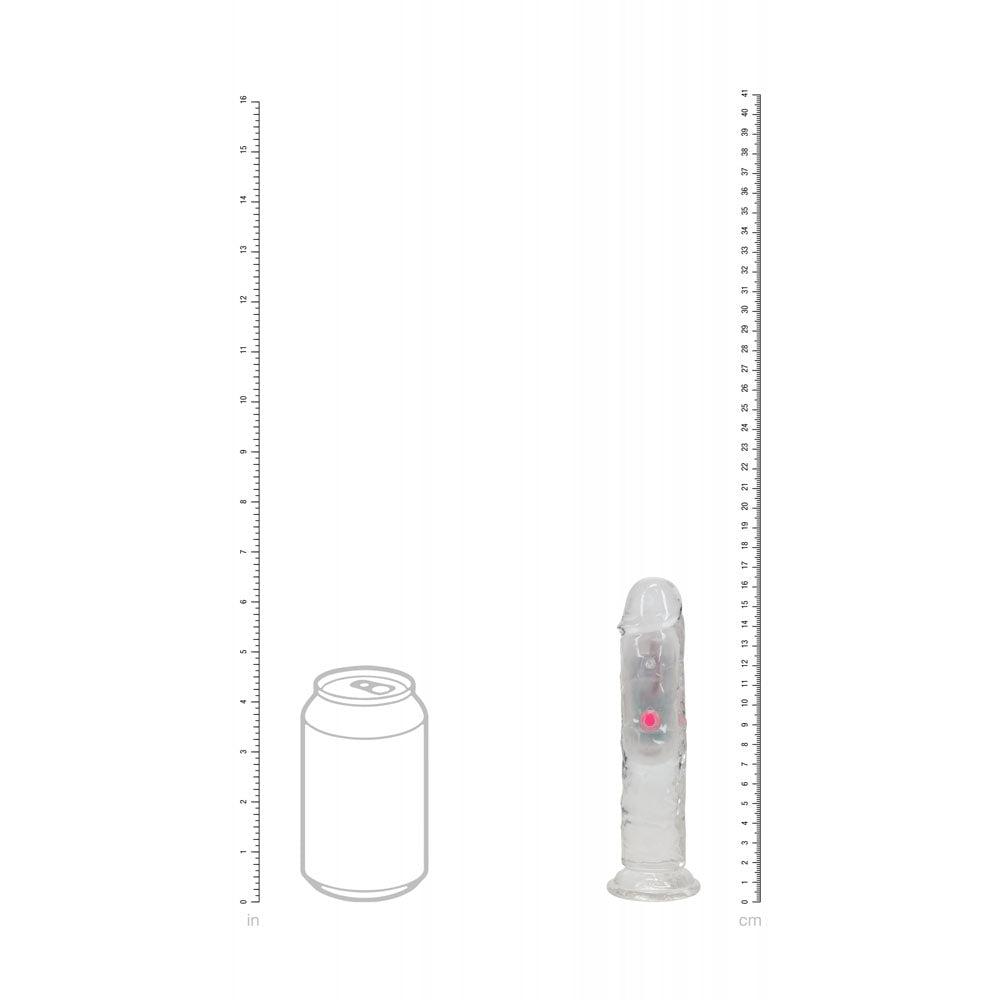 REALROCK 6 No Balls Wireless Rechargeable LED Vibrating Dong - Clear with LED 16.5 cm USB Rechargeable Vibrating Dong with Remote-REA202TRA