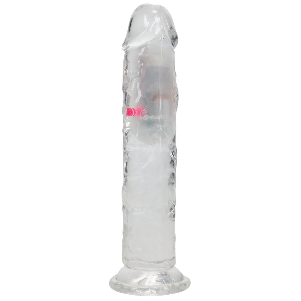 REALROCK 7 No Balls Wireless Rechargeable LED Vibrating Dong - Clear with LED 20 cm USB Rechargeable Vibrating Dong with Remote-REA204TRA