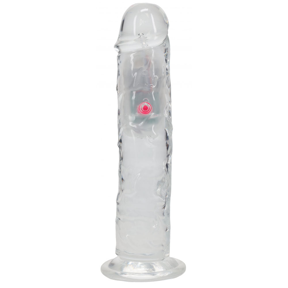 REALROCK 8 No Balls Wireless Rechargeable LED Vibrating Dong - Clear with LED 22 cm USB Rechargeable Vibrating Dong with Remote-REA206TRA