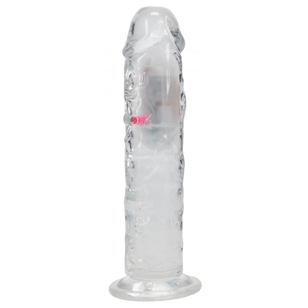 REALROCK 8 No Balls Wireless Rechargeable LED Vibrating Dong - Clear with LED 22 cm USB Rechargeable Vibrating Dong with Remote-REA206TRA