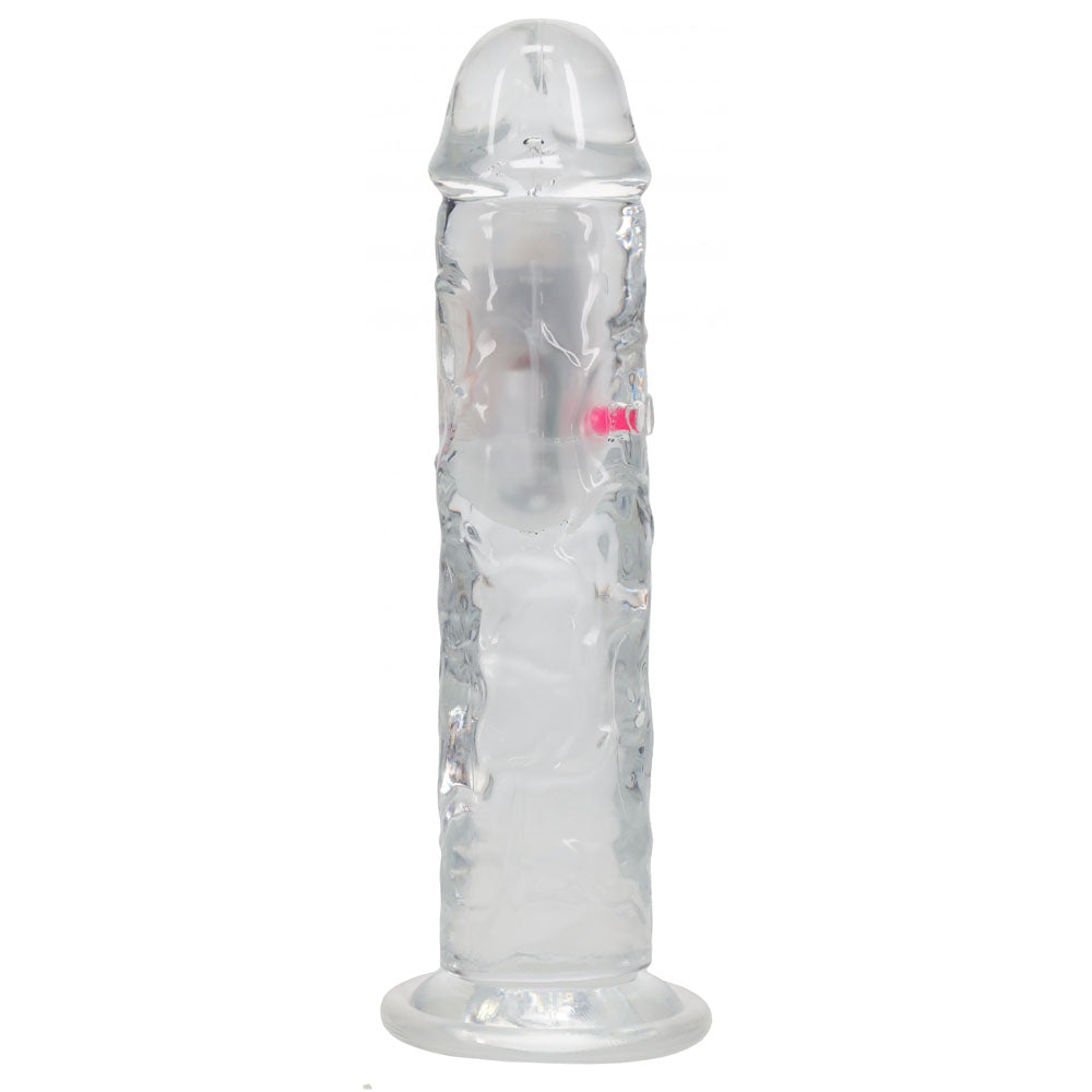REALROCK 8 No Balls Wireless Rechargeable LED Vibrating Dong - Clear with LED 22 cm USB Rechargeable Vibrating Dong with Remote-REA206TRA