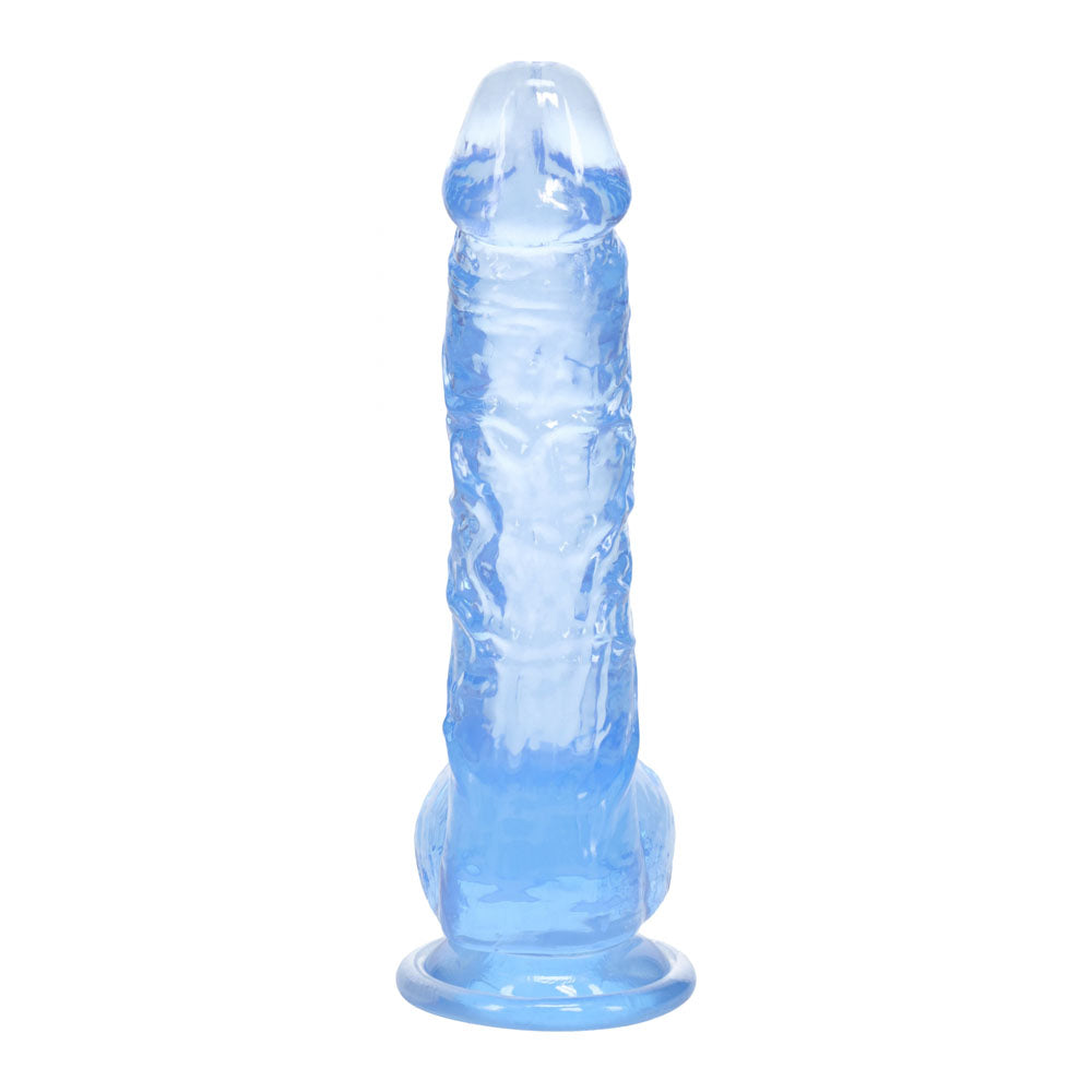 REALROCK 5 Crystal Clear Dildo with Balls - Blue - Clear Blue 14.7 cm Dong - REA208BLU