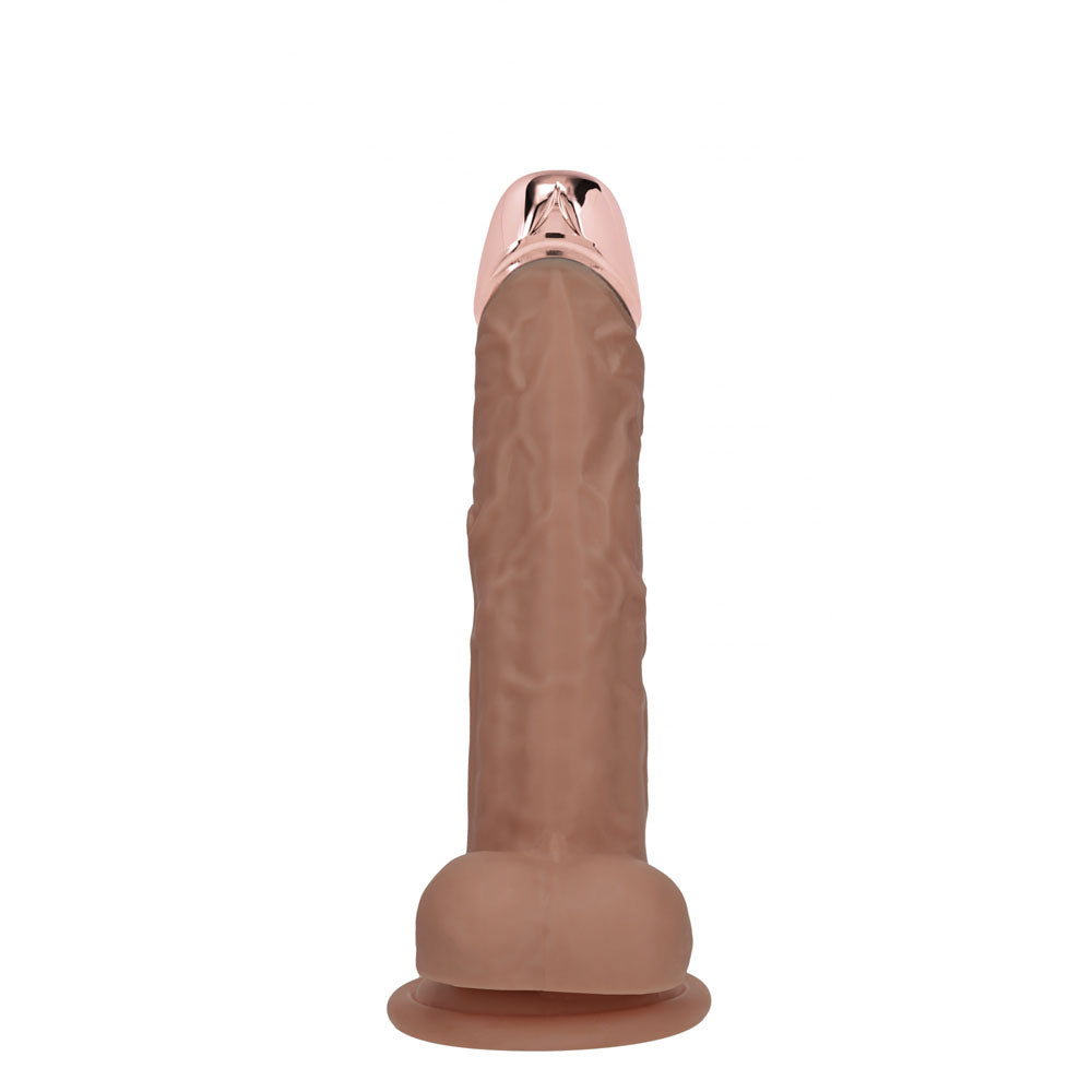 REALROCK Metal Head 6 Rechargeable Dildo - Tan - Tan 16.2 cm USB Rechargeable Vibrating Dildo with Metal Head and Wireless Remote - REA209TAN