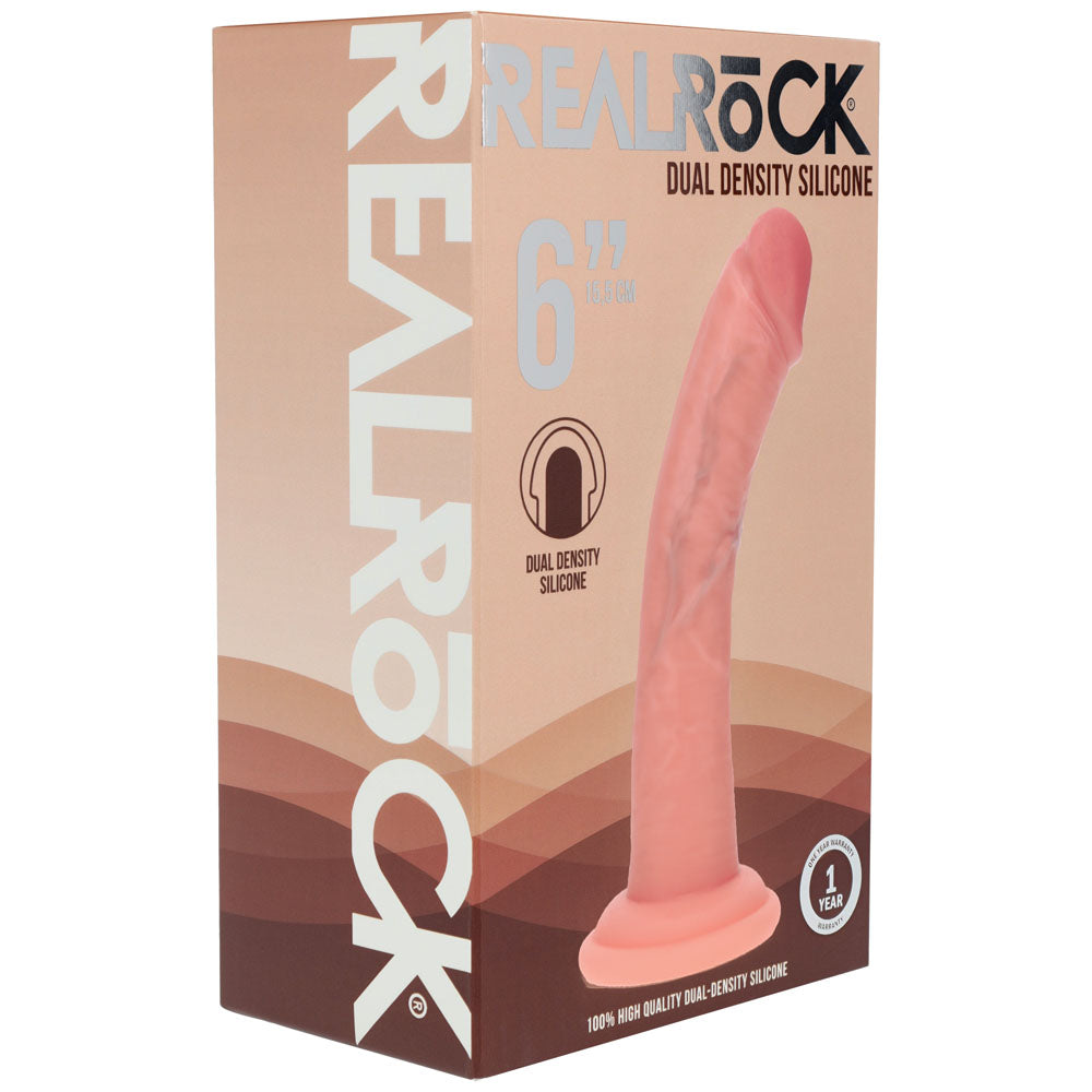 REALROCK Dual Density Silicone 6 Curved Dildo - Flesh - Flesh 17 cm Dildo