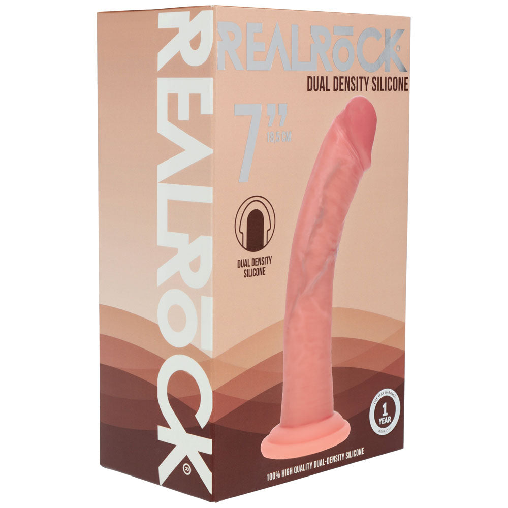 REALROCK Dual Density Silicone 7 Curved Dildo - Flesh - Flesh 18.5 cm Dildo