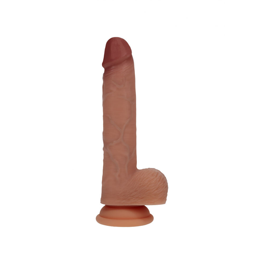 REALROCK Dual Density 7 Vibrating & Thrusting Dildo - Tan - Tan 17.8 cm USB Rechargeable Vibrat
