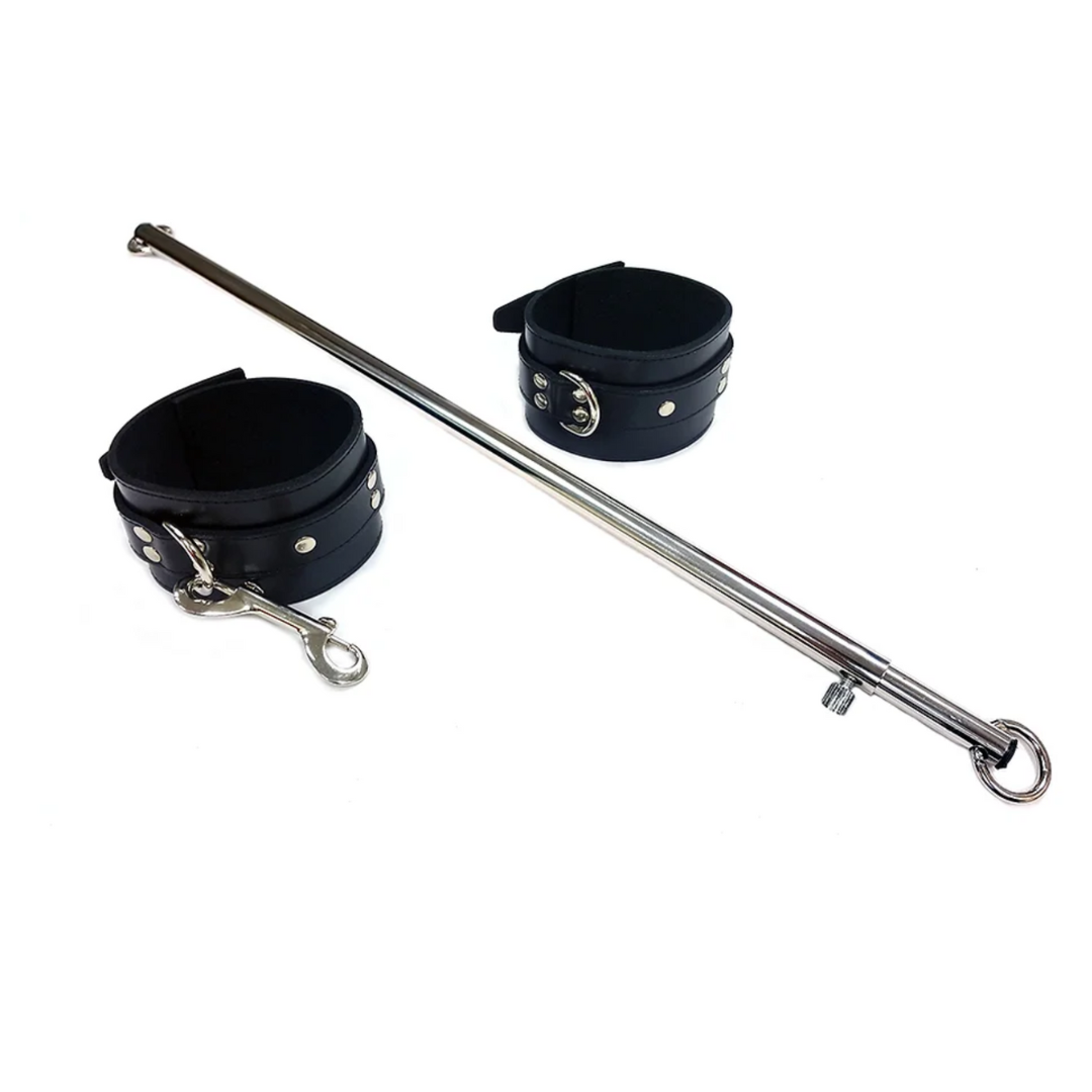 ADJUSTABLE SPREADER BAR WITH LEATHER CUFFS-RLS1063BKAD