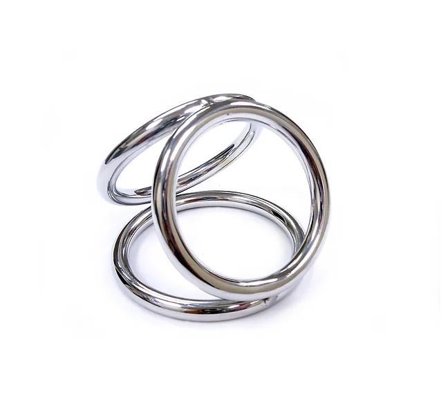 Stainless Steel Triple Cock Ring Cage (Medium) Package-RTCM031