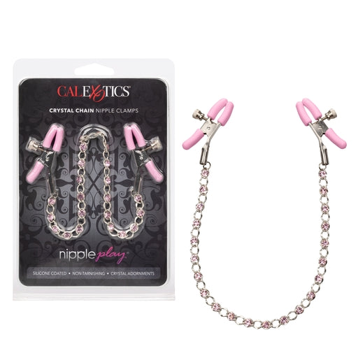 Nipple Play Crystal Chain Nipple Clamps - Pink-SE-2617-10-2