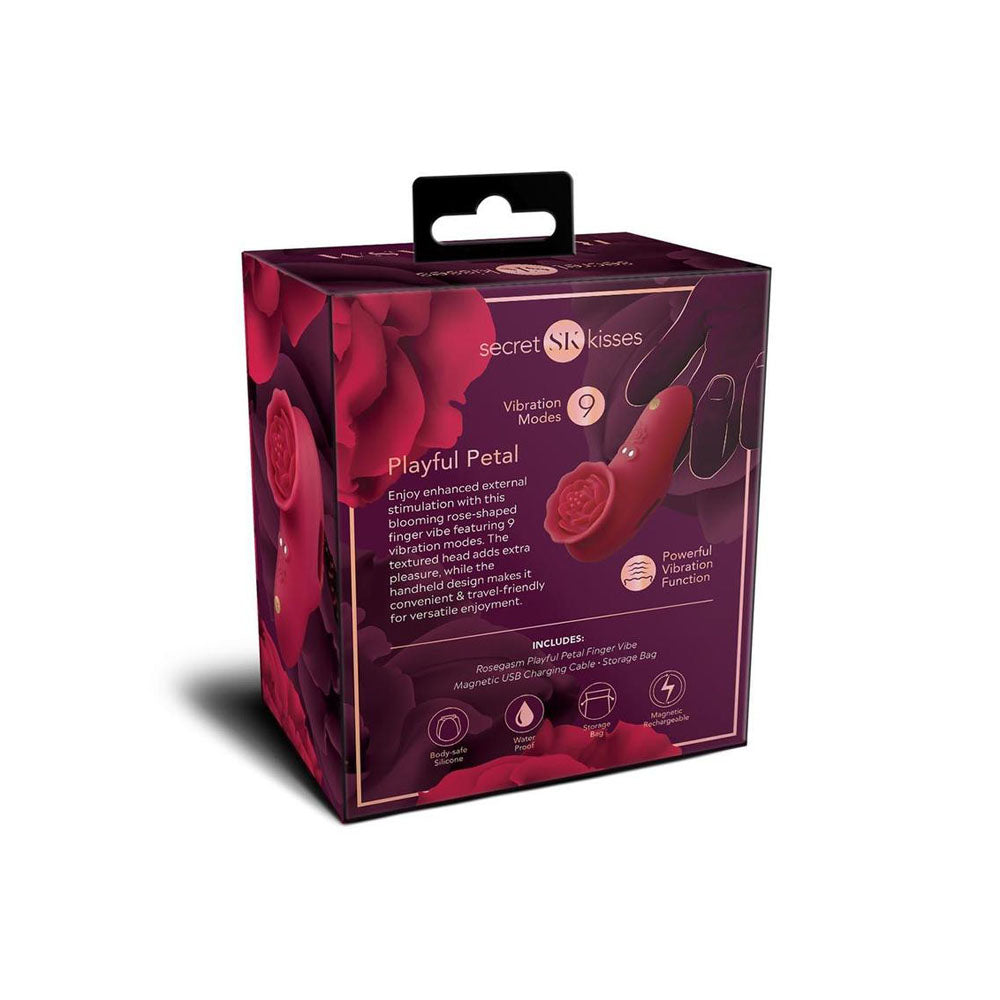 Secret Kisses ROSEGASM PLAYFUL PETAL - Red USB Rechargeable Finger Stimulator - SK1047