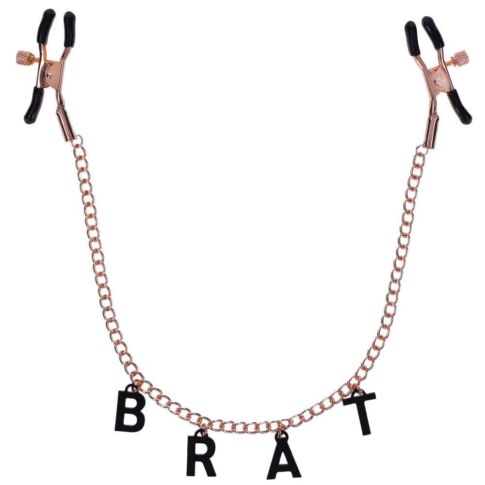 Sex & Mischief Brat Charmed Nipple Clamps - Rose Gold Nipple Clamps with 45 cm Chain - SS09847