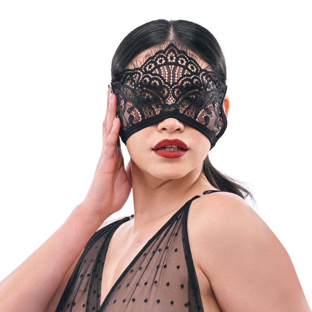 S&M Veiled Vision Lace Blindfold - Black Lace Blindfold - SS10100