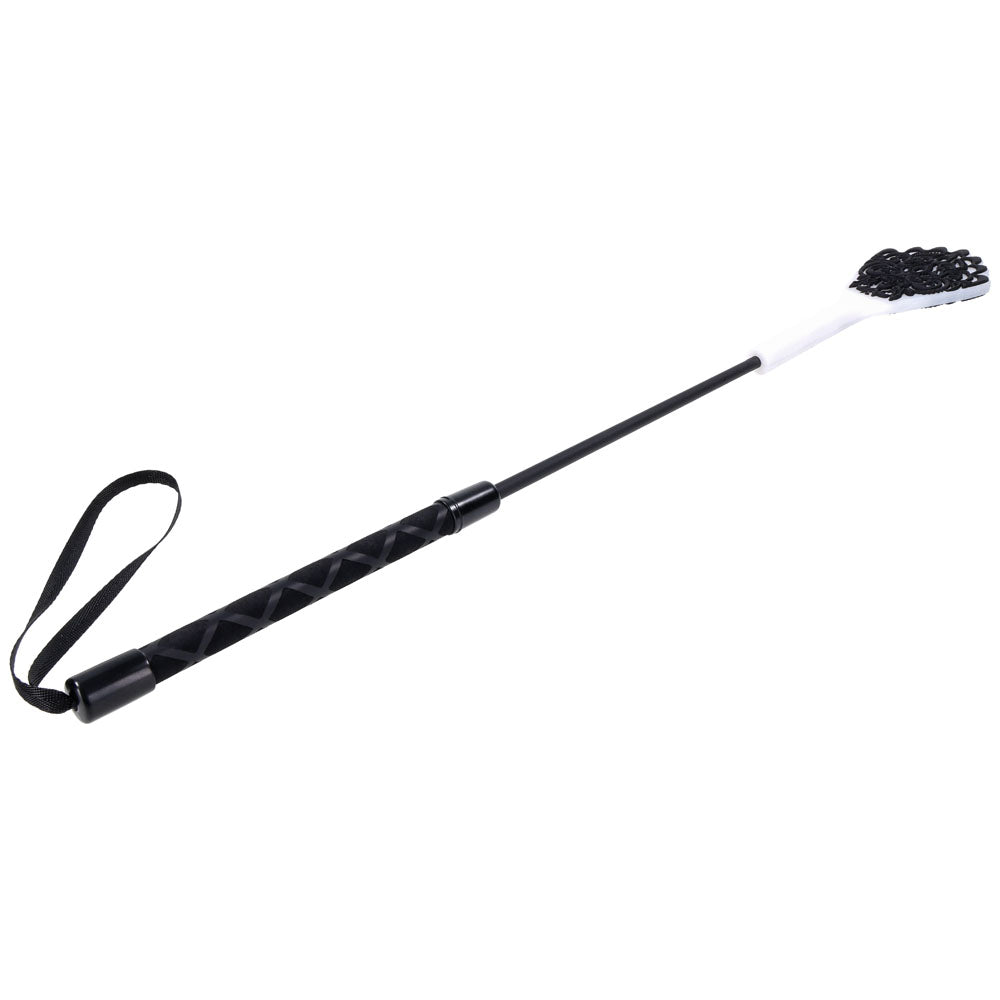 Sex & Mischief Lace Silicone Crop - Black/White 50 cm Crop Whip-SS10108
