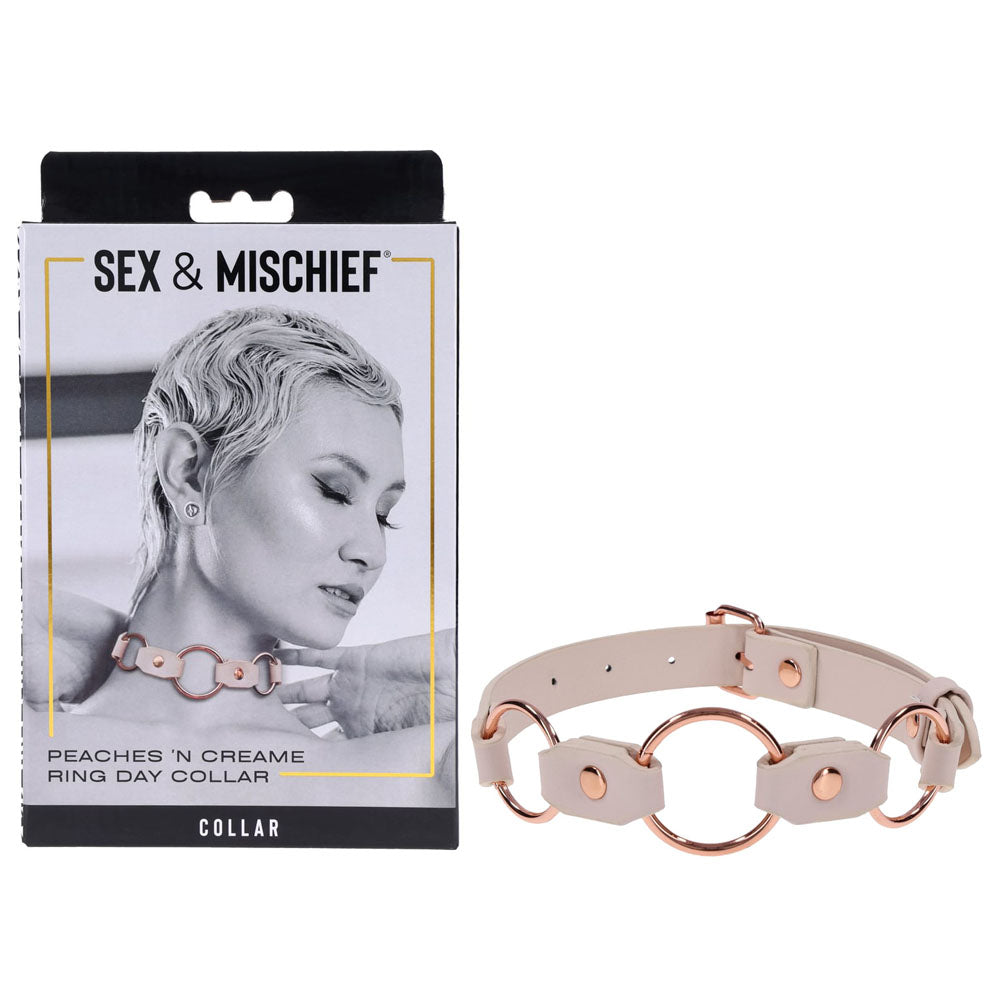 Sex & Mischief Peaches n CreaMe Ring Day Collar - Peach Bondage Collar-SS10205