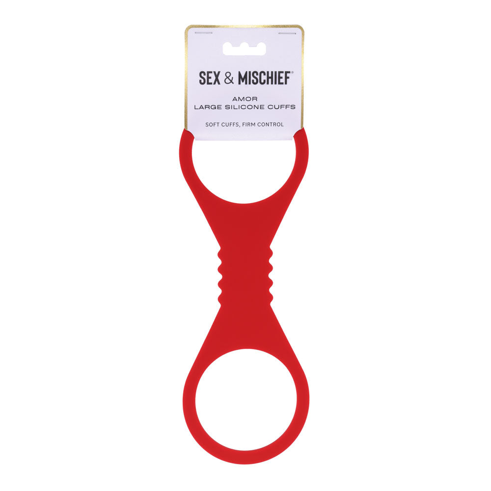 Sex & Mischief Amor Large Silicone Cuffs - Red Large Restraints - SS10230