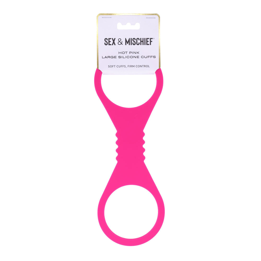 Sex & Mischief Large Hot Pink Silicone Cuffs - Hot Pink Large Restraints - SS10234
