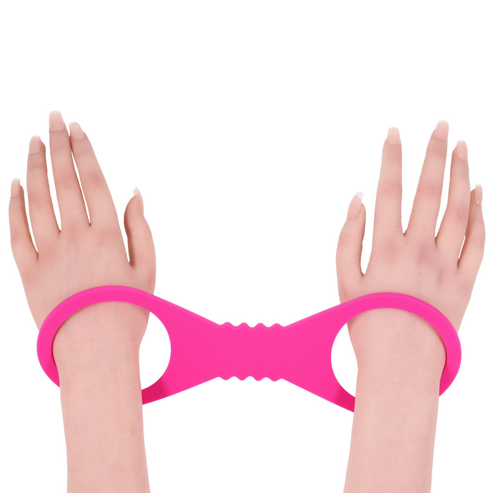 Sex & Mischief Large Hot Pink Silicone Cuffs - Hot Pink Large Restraints - SS10234