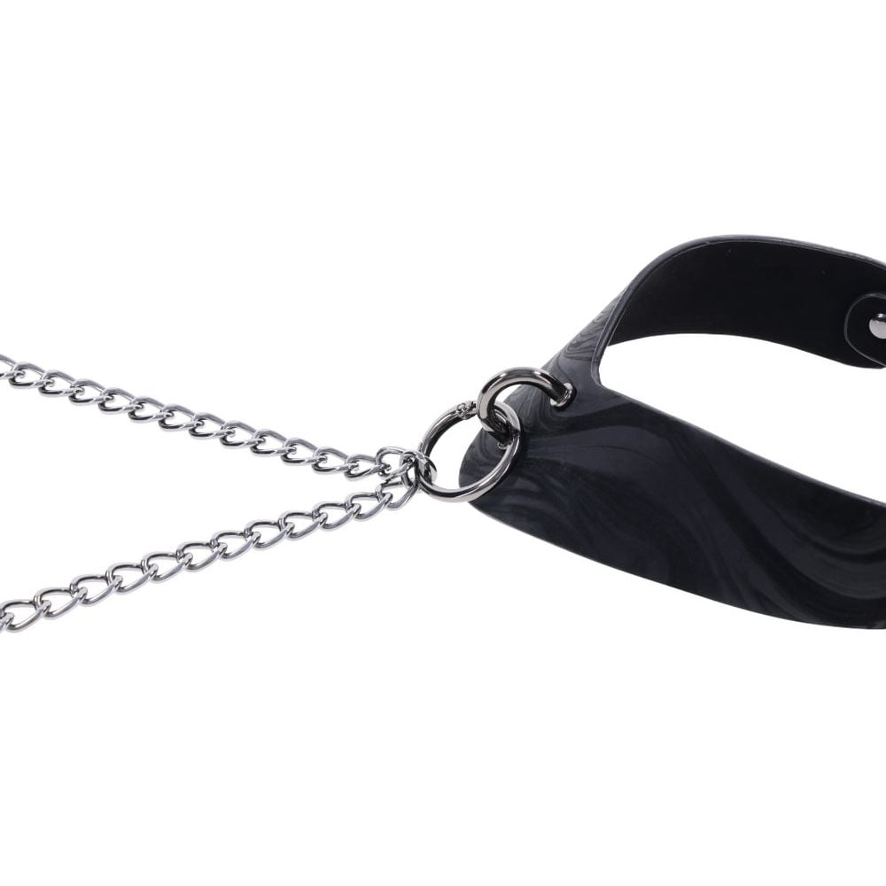 SPORTSHEETS Velvet Noir Collar & Removable Clamps - Black Neck & Nipple Restraints-SS37004
