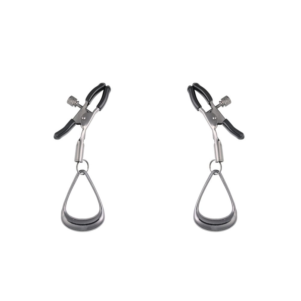 SPORTSHEETS Velvet Noir Tuggable Nipple Clamps - Gunmetal Adjustable Nipple Restraints-SS37005