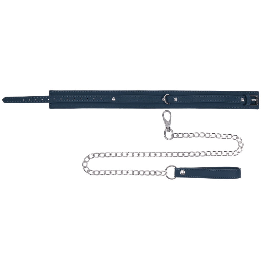 SPORTSHEETS Signature Twilight Tease Collar & Leash - Blue Adjustable Restraint - SS68121
