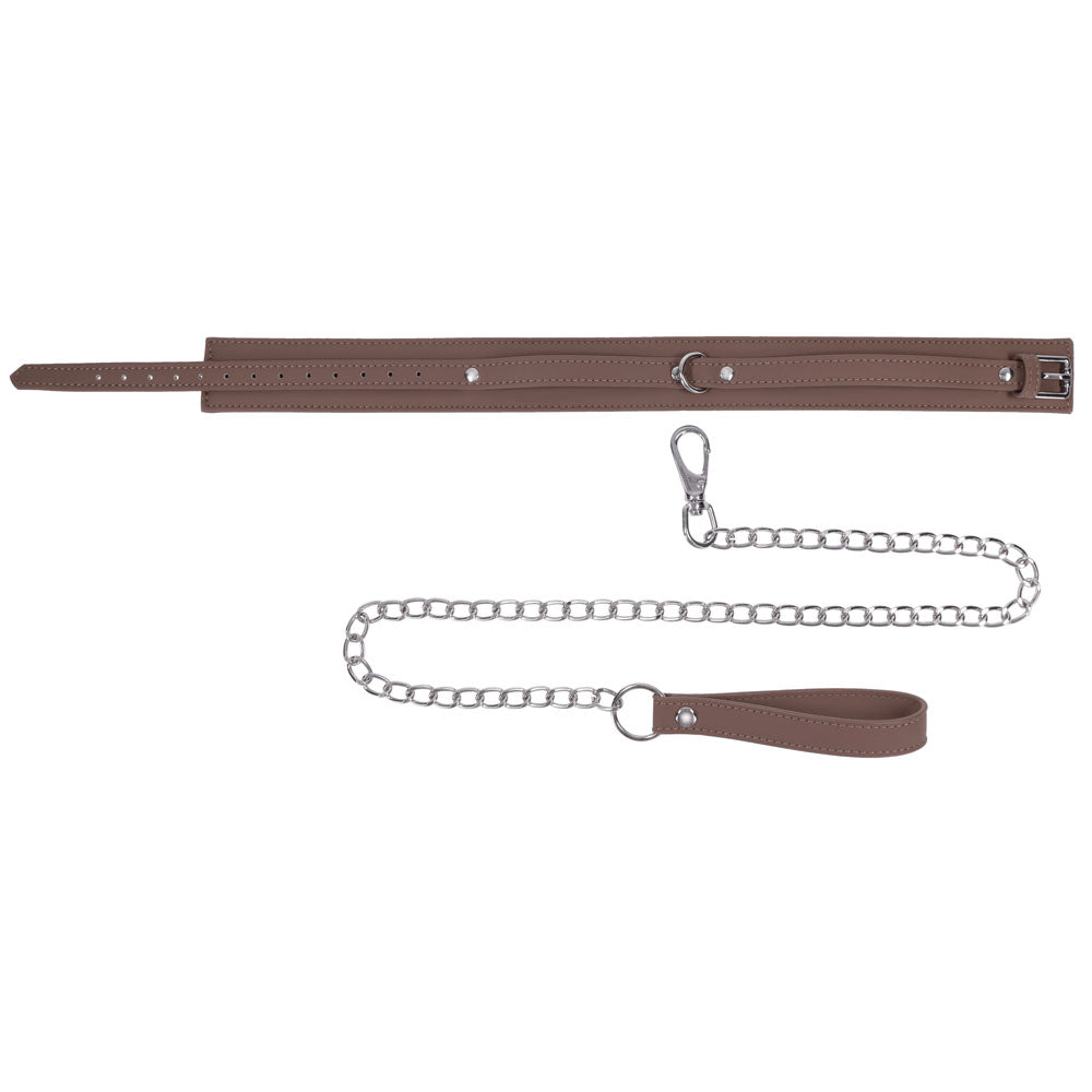 SPORTSHEETS Signature Dawn Dream Collar & Leash - Tan Adjustable Restraint - SS68122