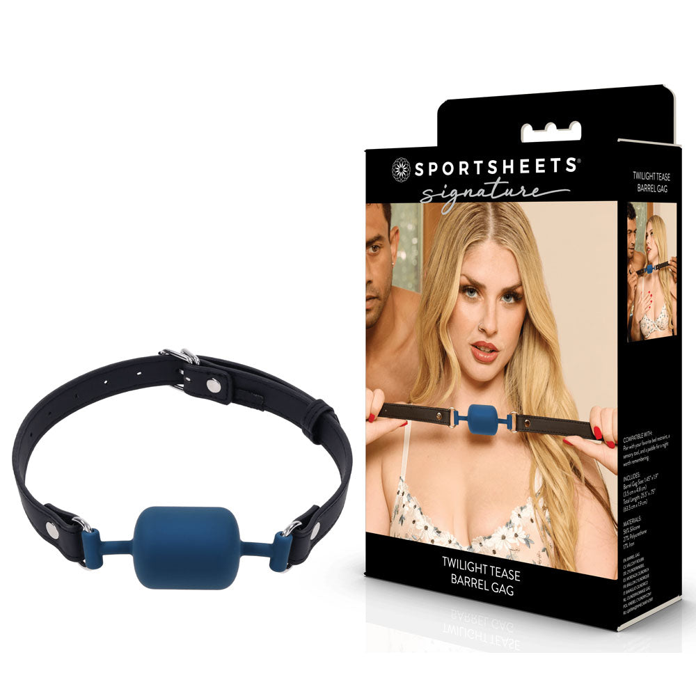 SPORTSHEETS Signature Twilight Tease Barrel Gag - Blue Mouth Restraint - SS68124