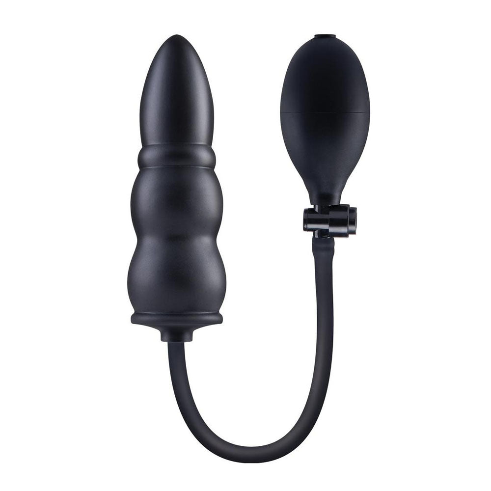 Size Up 5.5 Inch Ripple Inflatable Butt Plug - Black 15.2 cm Inflatable Butt Plug - SU108