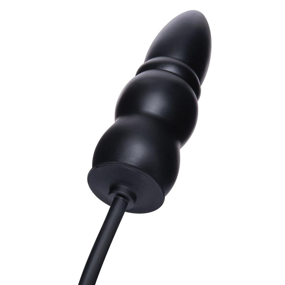 Size Up 5.5 Inch Ripple Inflatable Butt Plug - Black 15.2 cm Inflatable Butt Plug-SU108