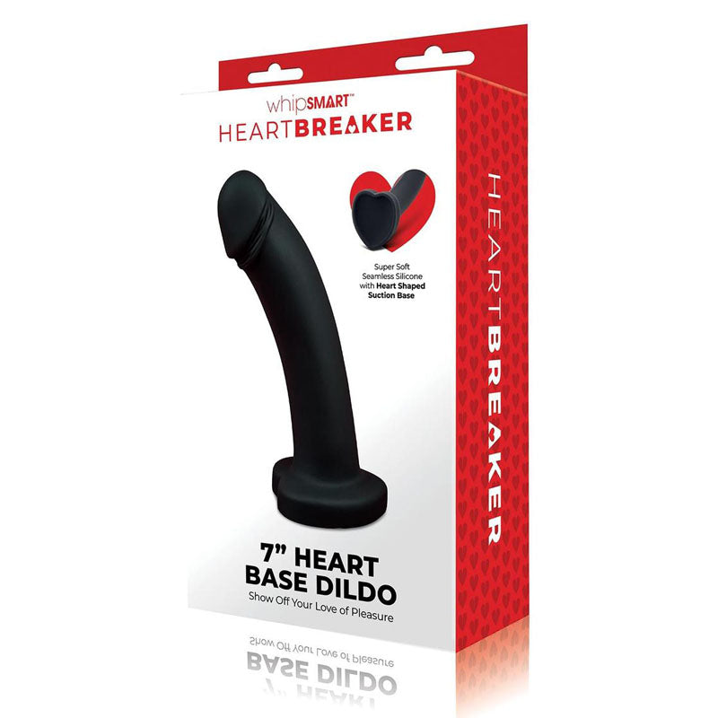 WhipSmart Heartbreaker 7 Heart Base Dildo - Black 17.8 cm Dong with Heart Shaped Base - WS1044
