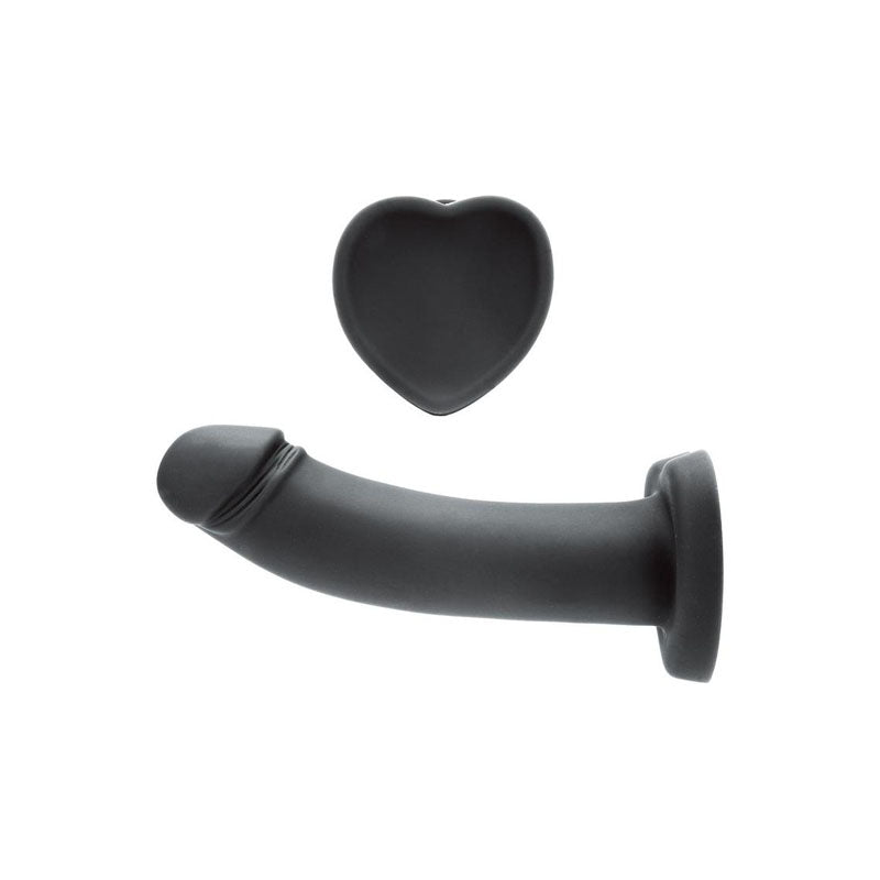 WhipSmart Heartbreaker 7 Heart Base Dildo - Black 17.8 cm Dong with Heart Shaped Base - WS1044