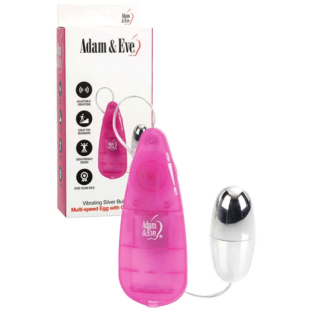 Adam & Eve VIBRATING SILVER BULLET 2.0 - Silver 5.8 cm Bullet with Pink Remote - X857 6200