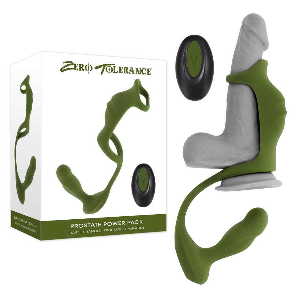 Zero Tolerance PROSTATE POWER PACK - Green USB Rechargeable Vibrating Prostate Massager with Co