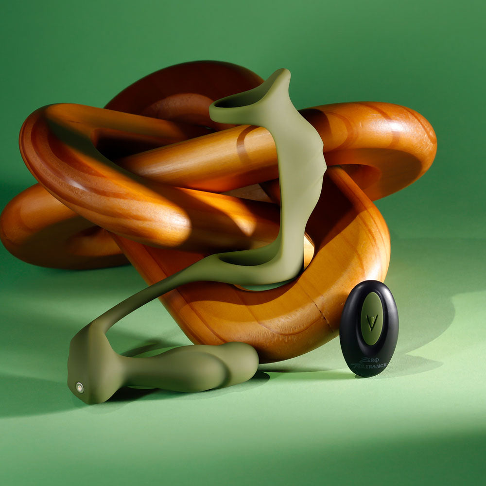 Zero Tolerance PROSTATE POWER PACK - Green USB Rechargeable Vibrating Prostate Massager with Cock Ring Harness - ZE-RS-6978-2