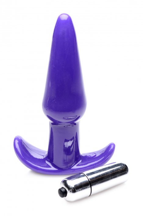 Frisky Smooth Vibrating Butt Plug - Purple 12.2 cm